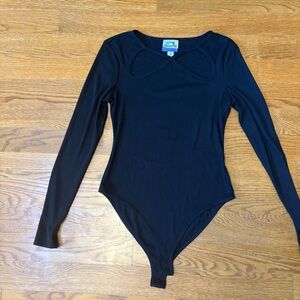 Black Long Sleeve Bodysuit Top